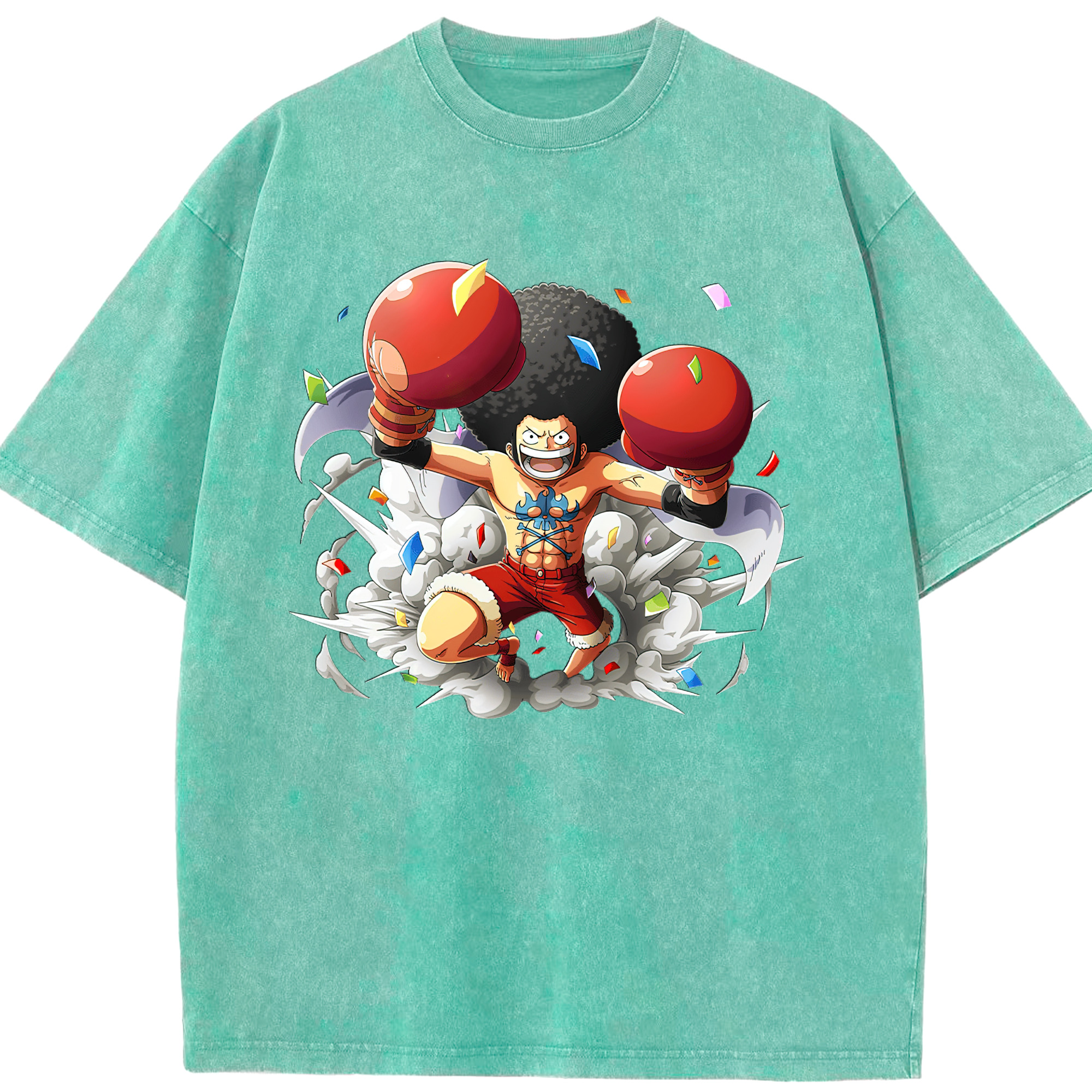ワンピース モンキー・D・ルフィ ONE PIECE Monkey D. Luffy 綿100% ヴィンテージ風 半袖Tシャツ（フロントプリント）